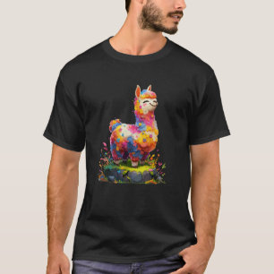 Farbenfrohes Regenbogen Lama Florales Pastell Fant T-Shirt