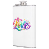 Farbenfrohes Regenbogen-Liebe-Typografie-Design Flachmann (Links)