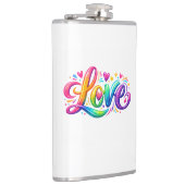 Farbenfrohes Regenbogen-Liebe-Typografie-Design Flachmann (Rechts)