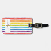 Farbenfrohes Regenbogen-Monogramm-Name Wasserfarbe Gepäckanhänger (Vorderseite horizontal)