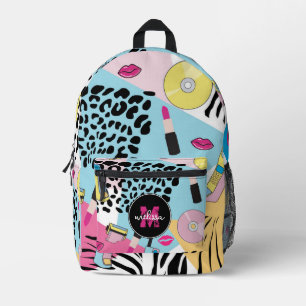 Farbenfrohes Retro-90er-Jahre-Muster-Monogramm Bedruckter Rucksack