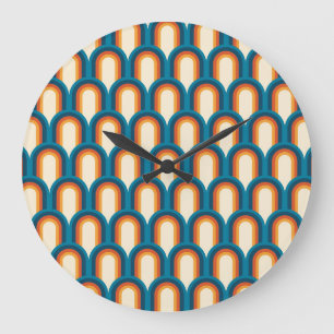 Farbenfrohes Retro-Arch-Regenbogenmuster Große Wanduhr