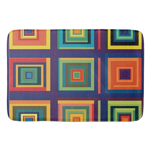 Farbenfrohes Retro-Block-Design Badematte (Vorderseite)
