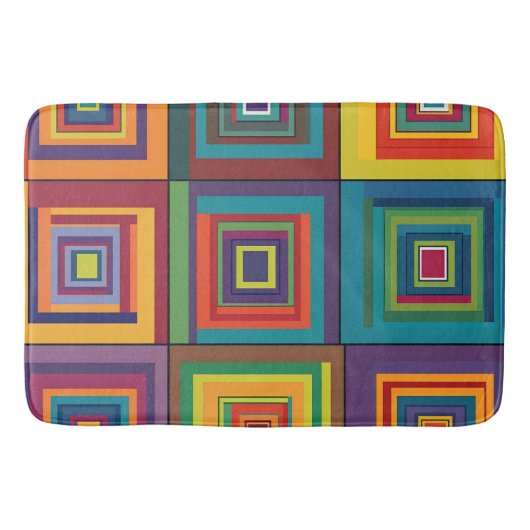 Farbenfrohes Retro-Block-Design Badematte (Vorderseite)