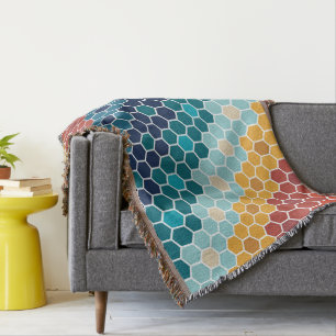 Farbenfrohes Retro-Blumenmosaik-Sechseckmuster Decke