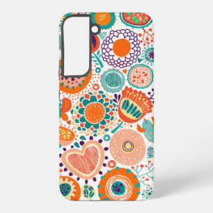 Farbenfrohes Retro-Blumenmuster 3a Samsung Galaxy Hülle