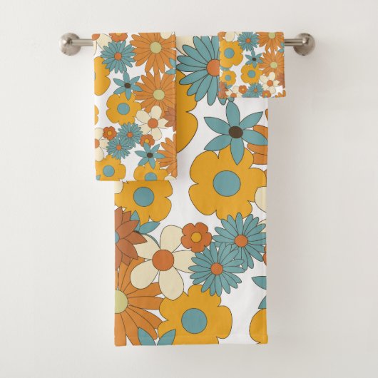 Farbenfrohes Retro-Blumenmuster Badhandtuch Set (Insitu)