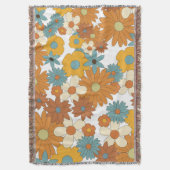 Farbenfrohes Retro-Blumenmuster Decke (Vorderseite Vertikal)
