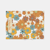 Farbenfrohes Retro-Blumenmuster Fleecedecke (Vorderseite (Horizontal))