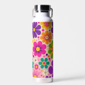 Farbenfrohes Retro-Blumenmuster floral Trinkflasche (Vorne)