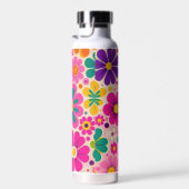 Farbenfrohes Retro-Blumenmuster floral Trinkflasche (Rechts)