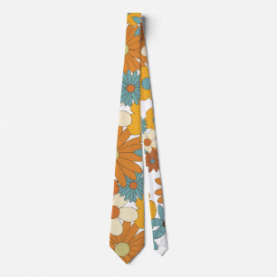 Farbenfrohes Retro-Blumenmuster Krawatte