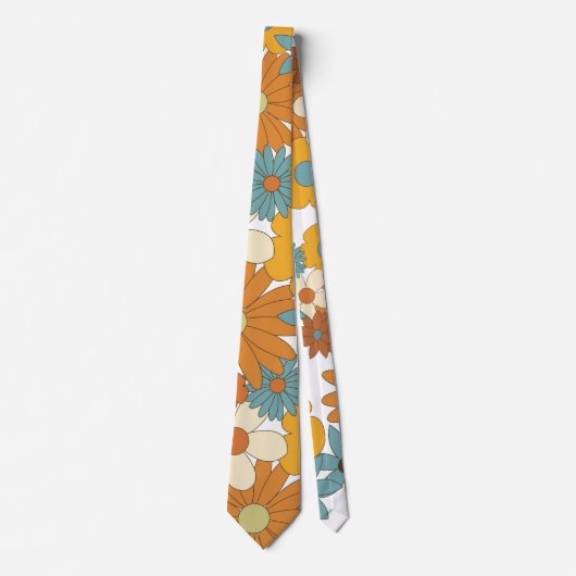 Farbenfrohes Retro-Blumenmuster Krawatte (Vorderseite)