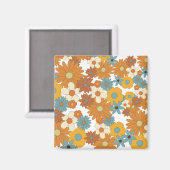 Farbenfrohes Retro-Blumenmuster Magnet (Vorderseite/Rückseite)