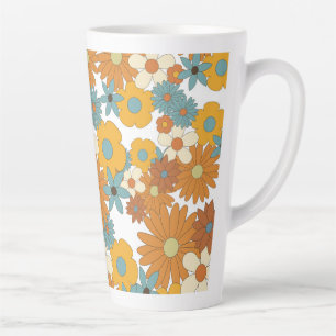Farbenfrohes Retro-Blumenmuster Milchtasse