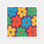 Farbenfrohes Retro-Blumenmuster Serviette (Vorderseite)