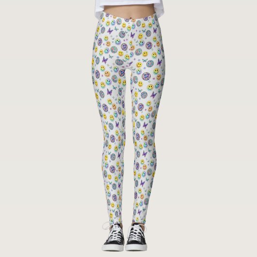 Farbenfrohes Retro-Disco-Muster Leggings (Vorderseite)