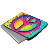 Farbenfrohes Retro-Friedenszeichen Laptopschutzhülle (Vorne Knopf)