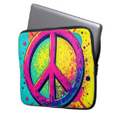 Farbenfrohes Retro-Friedenszeichen Laptopschutzhülle (Vorderseite Links)