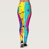 Farbenfrohes Retro-Friedenszeichen Leggings (Rückseite)