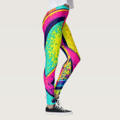 Farbenfrohes Retro-Friedenszeichen Leggings (Rechts)