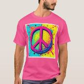 Farbenfrohes Retro-Friedenszeichen T-Shirt (Vorderseite)