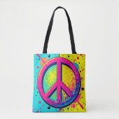 Farbenfrohes Retro-Friedenszeichen Tasche (Vorderseite)