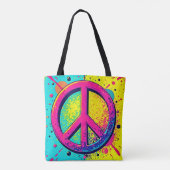 Farbenfrohes Retro-Friedenszeichen Tasche (Rückseite)