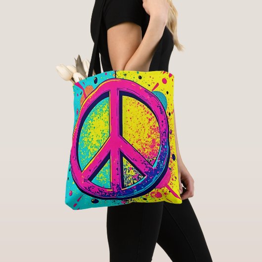 Farbenfrohes Retro-Friedenszeichen Tasche (Von Nahem)