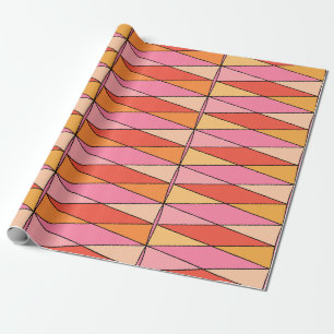 Farbenfrohes Retro-Harlekin-Muster Rosa Geschenkpapier