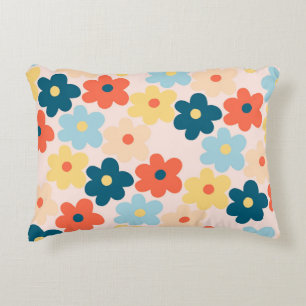Farbenfrohes Retro-Hippie-Blumenmuster Dekokissen