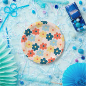 Farbenfrohes Retro-Hippie-Blumenmuster Pappteller (Party)