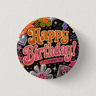 Farbenfrohes Retro-inspiriertes Design mit Typogra Button