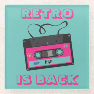 Farbenfrohes Retro-Kassettenband 80er Jahre Groovy Glasuntersetzer
