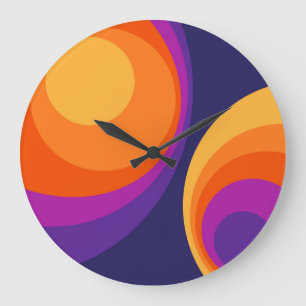Farbenfrohes Retro-Kreis-Design Große Wanduhr