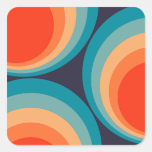 Farbenfrohes Retro-Kreis-Design Quadratischer Aufkleber