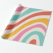 Farbenfrohes Retro-Muster Geschenkpapier (Ungerollt)