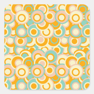 Farbenfrohes Retro-Muster in Pastelltönen von Oran Quadratischer Aufkleber