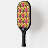 Farbenfrohes Retro-Muster Monogramm Name Pickleball Schläger (Links)