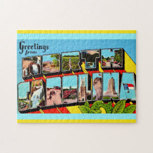 Farbenfrohes Retro Nordkarolina Puzzle