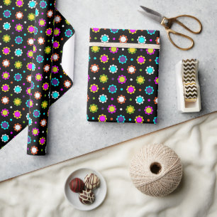 Farbenfrohes Retro-Paisley-Blumen-Geschenkpapier Geschenkpapier
