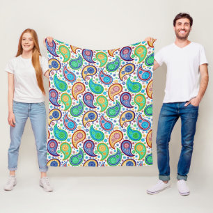 Farbenfrohes Retro-Paisleymuster Fleecedecke