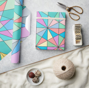 Farbenfrohes Retro-Pastell-Mosaik-Dreieck-Stern-Mu Geschenkpapier