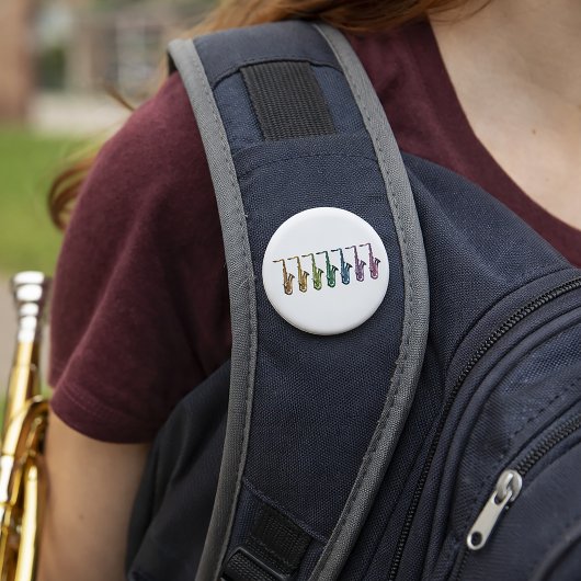 Farbenfrohes Retro-Pop-Art-Saxophon-Muster Musiker Button