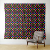 Farbenfrohes Retro-Regenbogen-Blumen-Design Schwar Wandteppich (Beispiel (Horizontal))