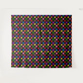 Farbenfrohes Retro-Regenbogen-Blumen-Design Schwar Wandteppich (Vorderseite (Horizontal))