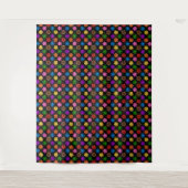 Farbenfrohes Retro-Regenbogen-Blumen-Design Schwar Wandteppich (Vorderseite)