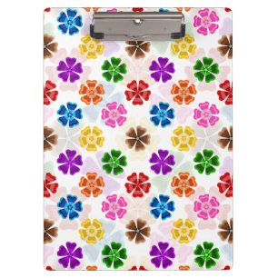Farbenfrohes Retro-Regenbogen-Blumen-Design Weiß Klemmbrett