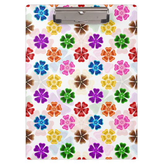 Farbenfrohes Retro-Regenbogen-Blumen-Design Weiß Klemmbrett (Vorderseite)