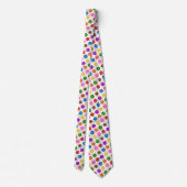 Farbenfrohes Retro-Regenbogen-Blumen-Design Weiß Krawatte (Rückseite)